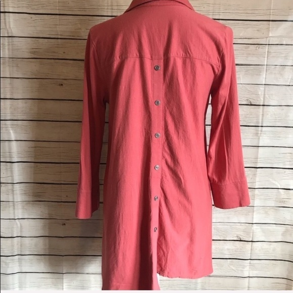 Soft Surroundings Standout Coral Button Tunic - Picture 6 of 8